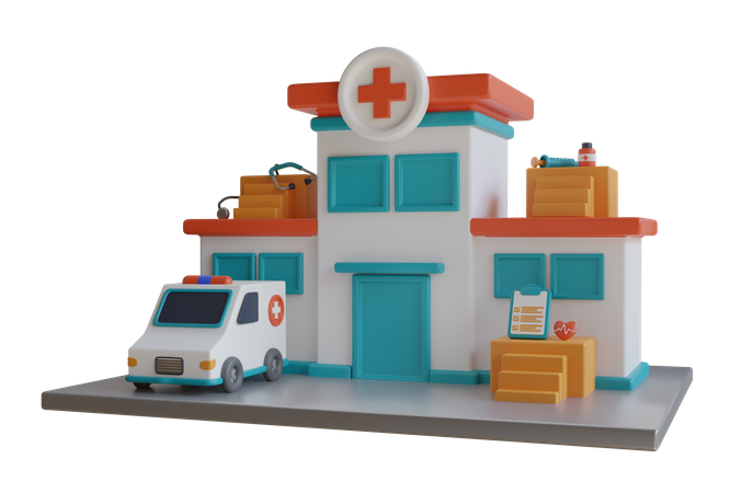 Hospital  3D Illustration