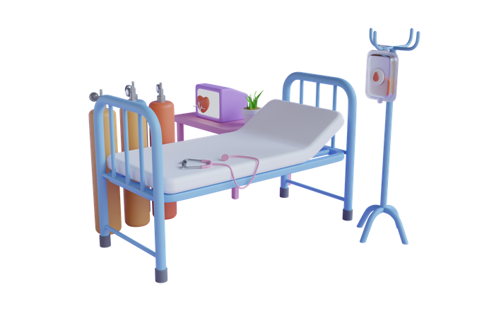 Hospital bed 3D Illustration