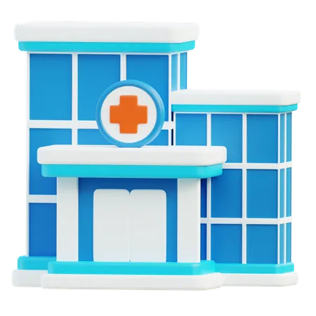 3 D Illustration Of A Stylized Hospital Building The Prominent Red Cross Symbol Signifies Medical Care Making This Image Perfect For Healthcare Communications Or Architectural Concepts 3D Icon