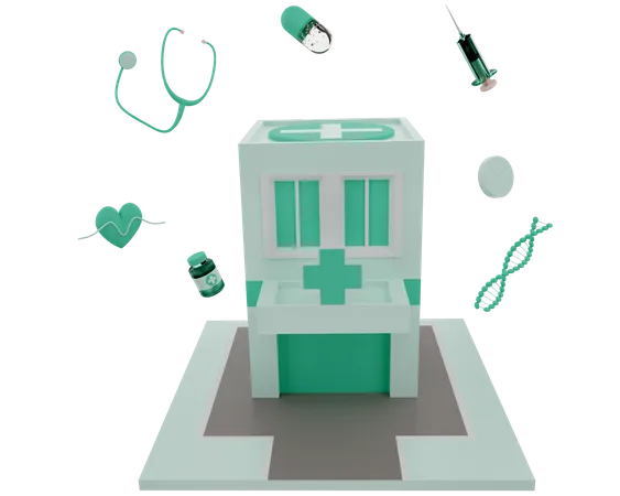 Hospital Building  3D Illustration