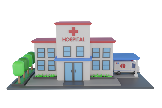 Hospital Building 3D Illustration