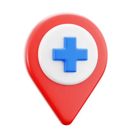 Clinic Hospital Medical Center Point Location Symbol With Pin Map Location And Plus Symbol 3 D Icon Illustration Render Design 3D Icon
