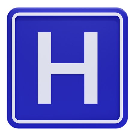 Hospital Road Sign  3D Icon