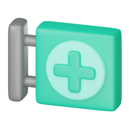 Hospital Sign Board  3D Icon