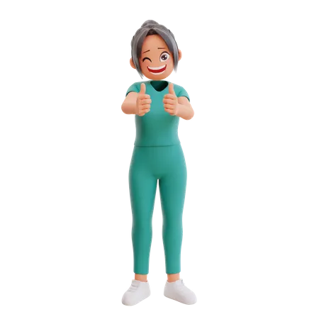 Hospital UniformNurse Giving Like Pose  3D Illustration