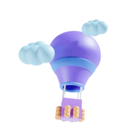 Hot Air Balloon 3 D Illustration 3D Icon