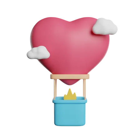 Hot Air Ballon Love 3D Icon