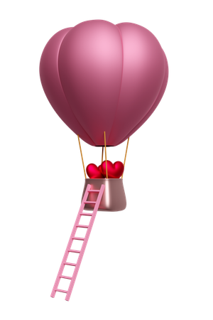 Hot Air Balloon With Heart  3D Icon