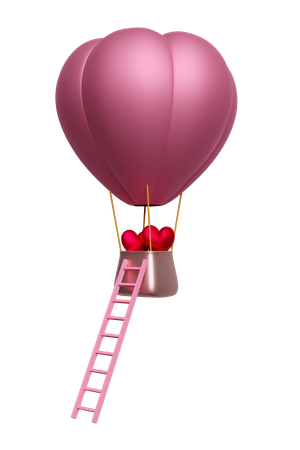 Hot Air Balloon With Heart  3D Icon