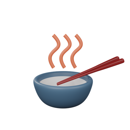 Hot Bowl And Chopsticks  3D Icon