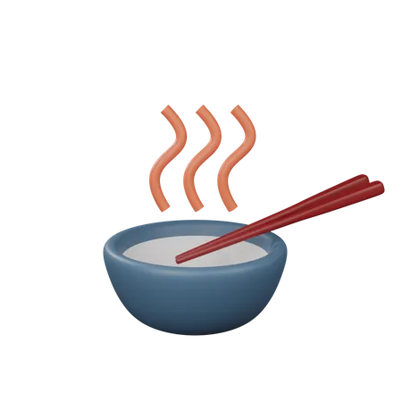 Hot Bowl And Chopsticks  3D Icon