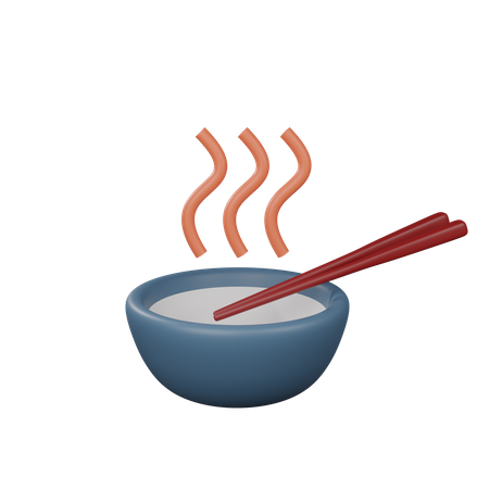 Hot Bowl And Chopsticks  3D Icon