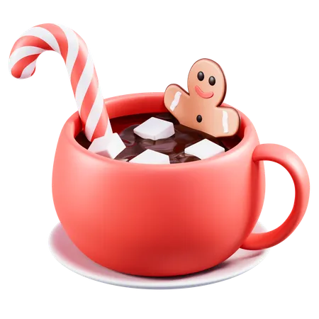Hot chocolate with gingerbread man  3D Icon