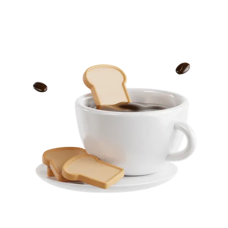 Hot Coffee and Bread  3D Icon