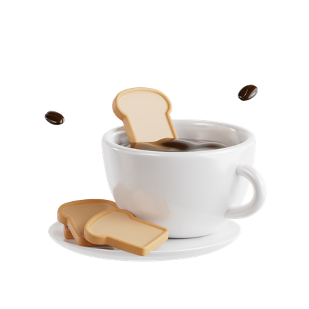 Hot Coffee and Bread  3D Icon