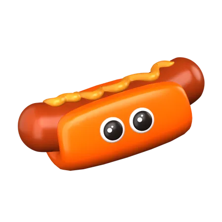 Cute Hot Dog 3 D Cute Food Icon 3D Icon