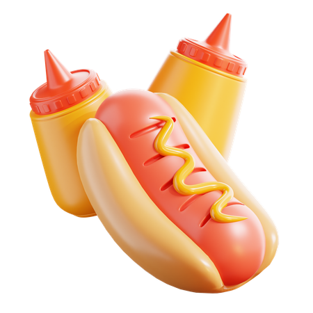 Hot-dog avec du ketchup  3D Icon