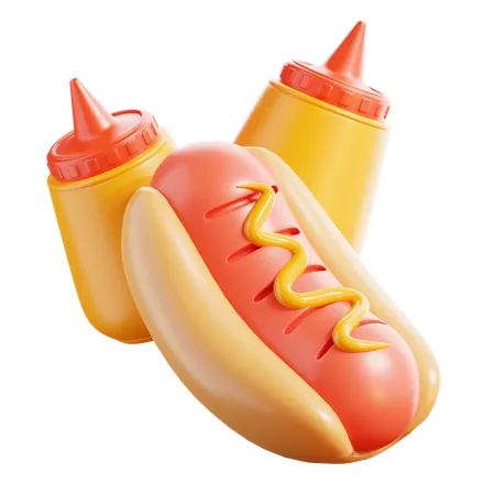 Hot-dog avec du ketchup  3D Icon