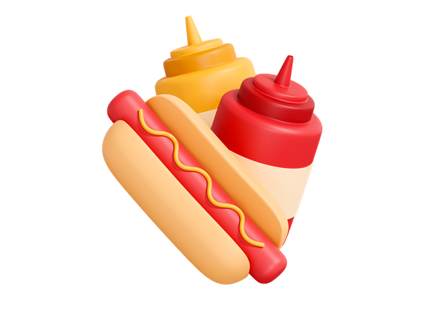 Hot-dog avec du ketchup  3D Icon