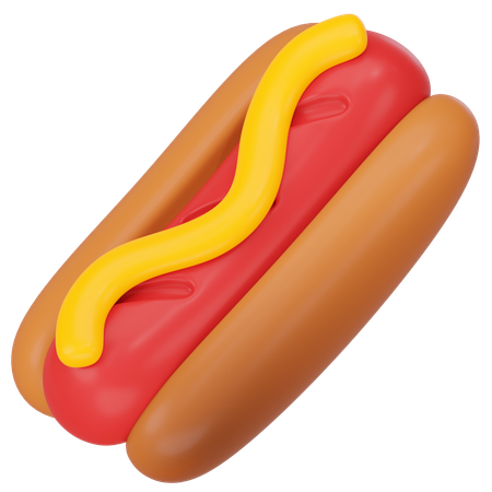 Hot dog con mostaza  3D Icon