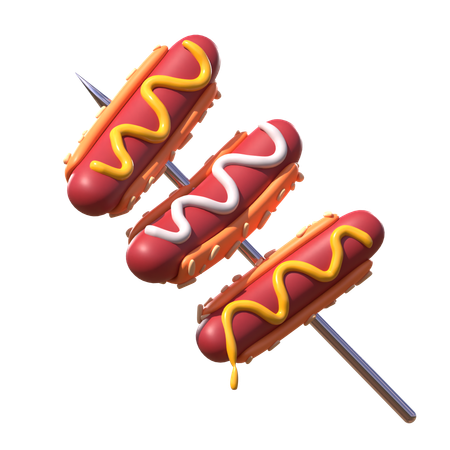 Hot Dog Skewer  3D Icon