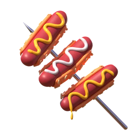 Hot Dog Skewer  3D Icon