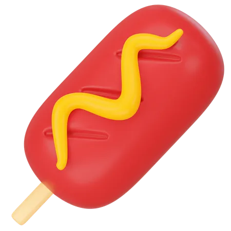 Red Hot Dog Skewers 3 D Icon Rendering 3D Icon