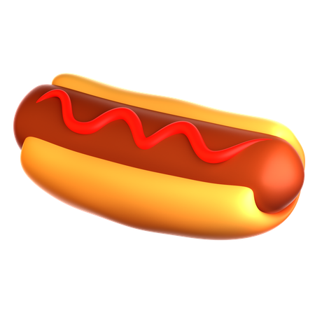 Hot Dog With Ketchup  3D Icon