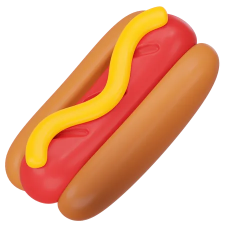 Hot Dog With Mustard  3D Icon