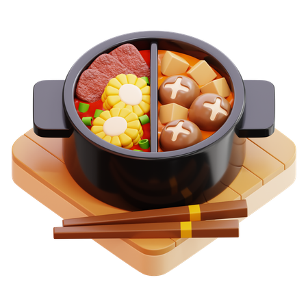 쇠고기와 야채를 곁들인 냄비 요리  3D Icon