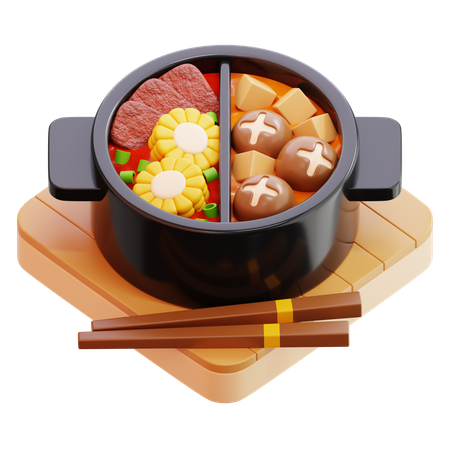 Hot Pot With Beef And Vegetables  3D Icon
