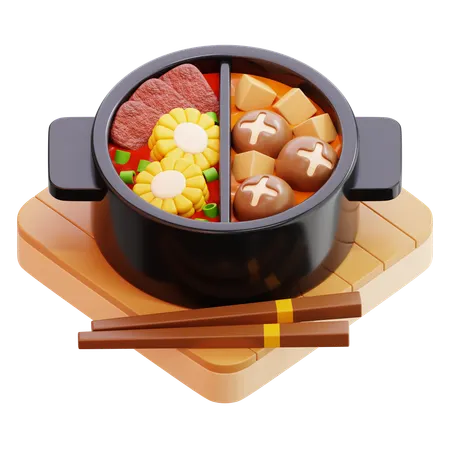 Hot Pot With Beef And Vegetables  3D Icon