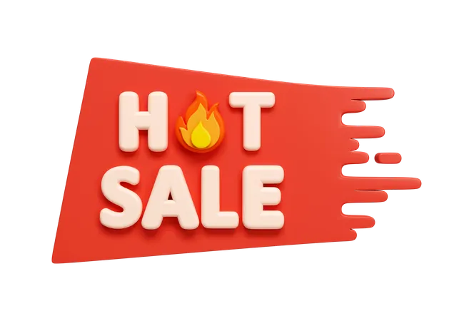 3 D Hot Sale Flaming Label Hot Sales Icon For Social Media And Website Special Offer Hot Sale Campaign Icon Isolated On White Background 3 D Rendering Illustration Clipping Path 3D Icon