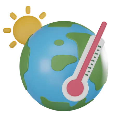 Earth Globe And A Hot Thermometer Explore The Urgency Of Rising Temperatures And Global Warming On Our Planet 3 D Render Illustration 3D Icon