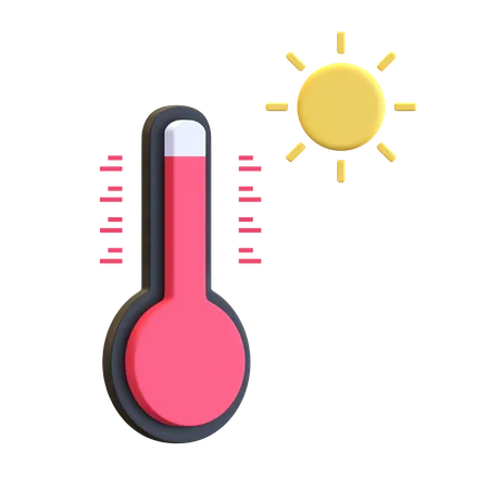Hot Temperature High With Sun Weather Icon 3 D Render Illustration 3D Illustration