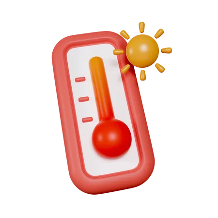 3 D Weather Thermometer With High Temperature Icon Isolated On Gray Background 3 D Rendering Illustration Clipping Path 3D Icon