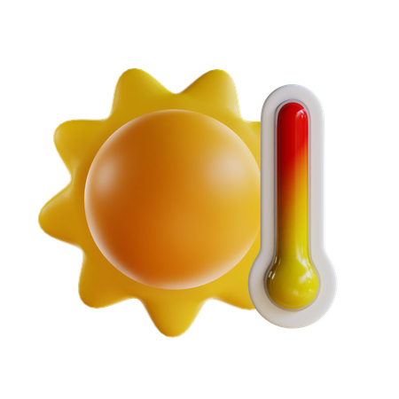 太陽の光が当たる熱い温度計  3D Icon