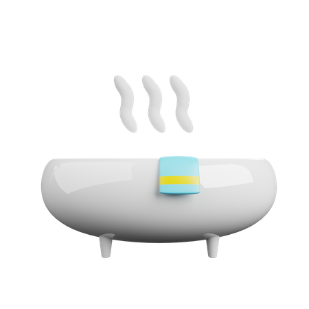 Hot water tub with towel 3D Illustration