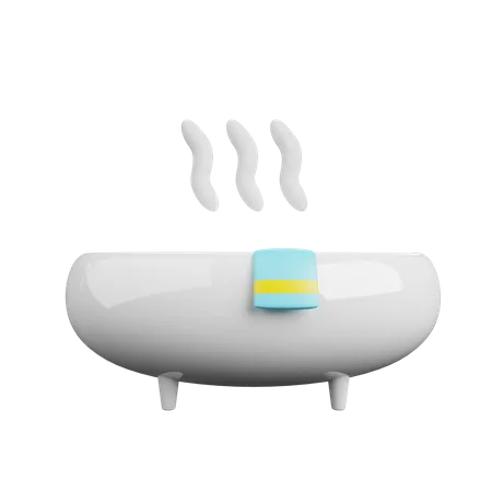 Hot water tub with towel  3D Illustration