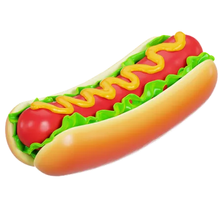 3 D Illustration Icon Of Hotdog Fast Food For UI UX Web Mobile App Social Media Ads Smoked Meat Product For Cooking Or Restaurant In Cartoon Style Isolated On Transparent Background Fast Food Shop Menu Concept 3D Icon