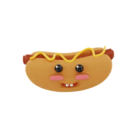 3 D Rendering Cute Hotdog Character Illustration Object 3D Illustration