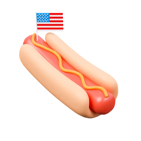 Fourth Of July Hotdog 3 D Icon 3D Icon