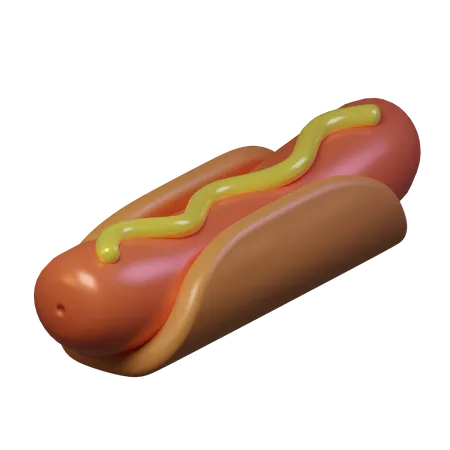 Hotdog With Sauce Mustard 3D Icon
