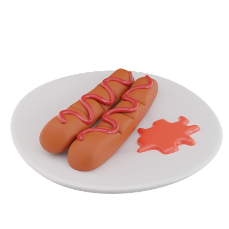Hotdog And Sauce  3D Icon