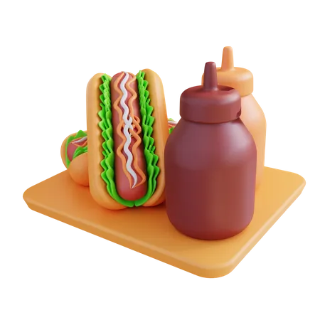 Hotdog And Sauces  3D Icon