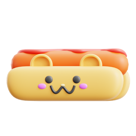 Hotdog Cute Food  3D Icon