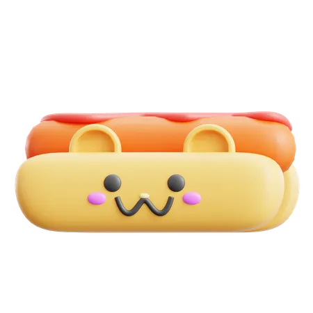 Hotdog Cute Food  3D Icon