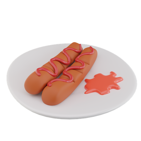 Hot-dog et sauce  3D Icon