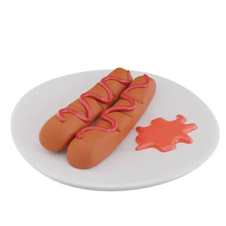 Hot-dog et sauce  3D Icon