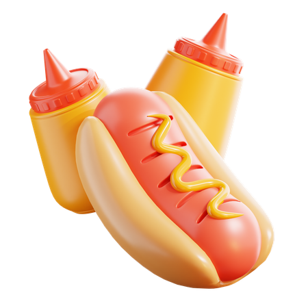 Hotdog With Ketchup  3D Icon